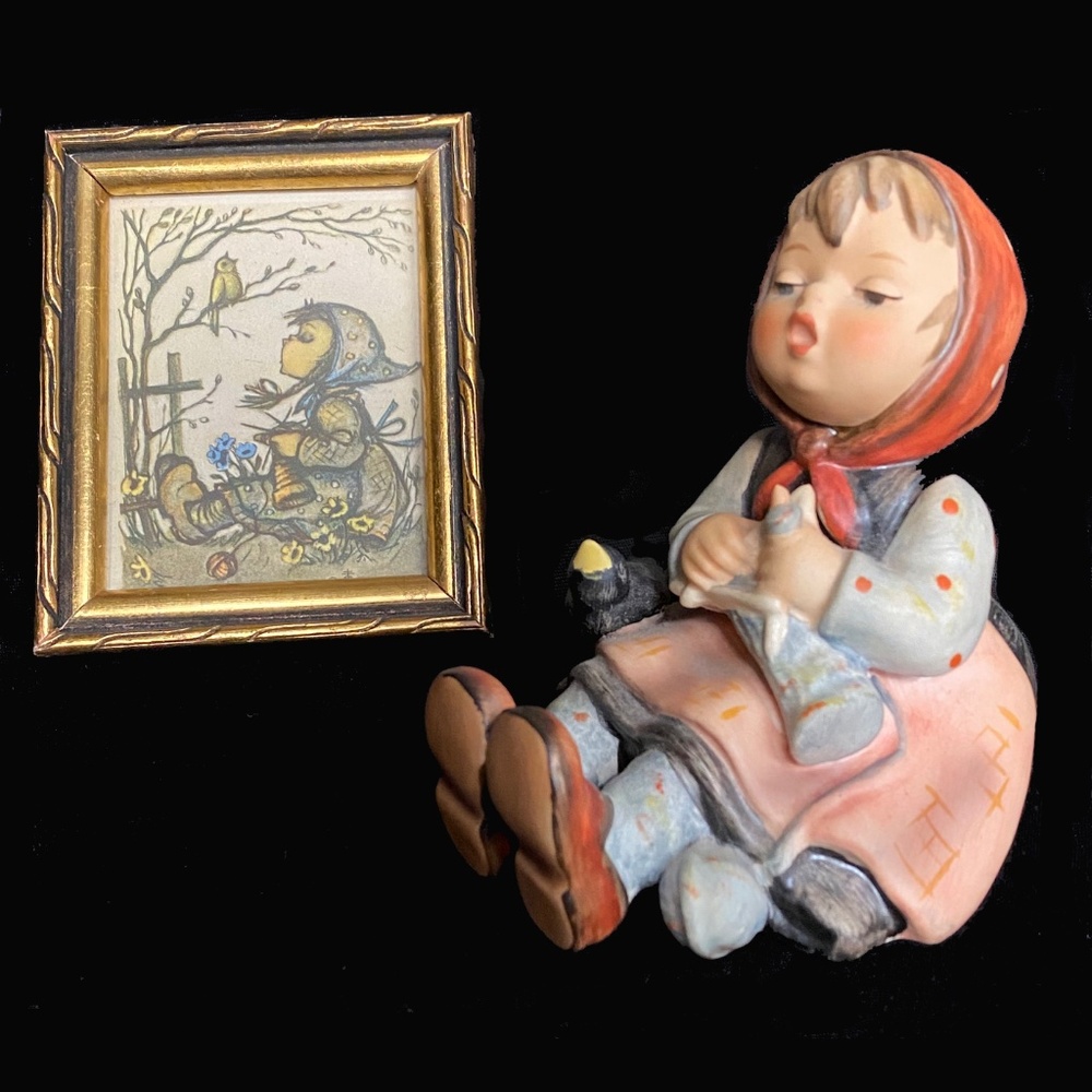 Hummel Figurine • Happy Pastime • 69 • TMK-5 • With Framed Artwork